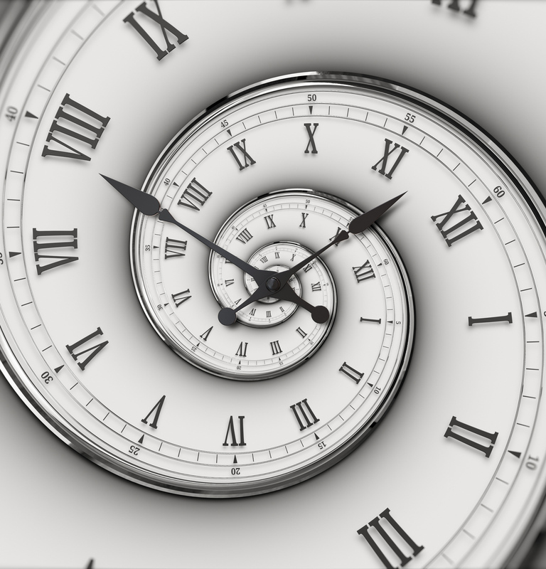 Abstrakte moderne Uhr in Form einer Spirale.