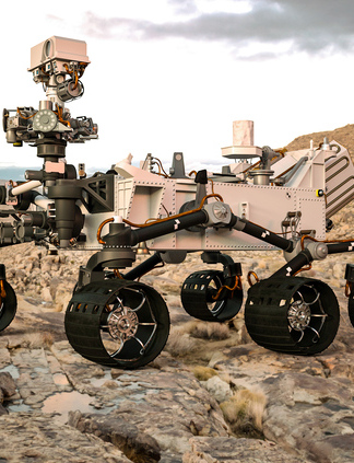 Mars Rover auf der Marsoberfläche.
