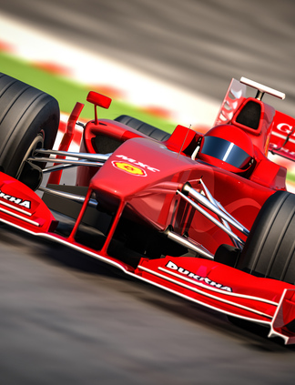 Roter Formel 1 Rennwagen.